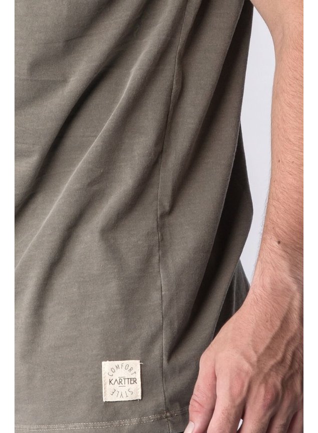 etiqueta camiseta estonada manga curta khaki triangulo kartter