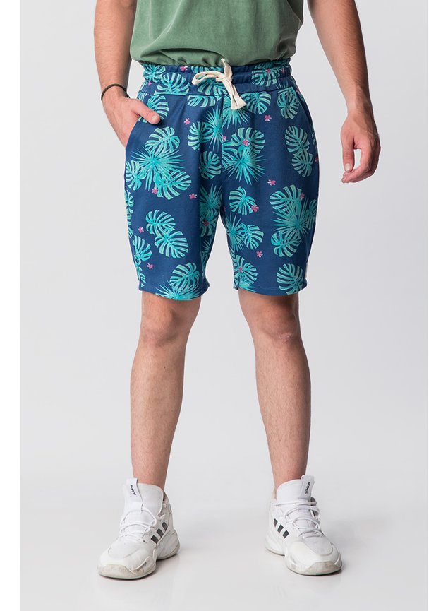 6031 bermuda de moletom estampado tropico kartter