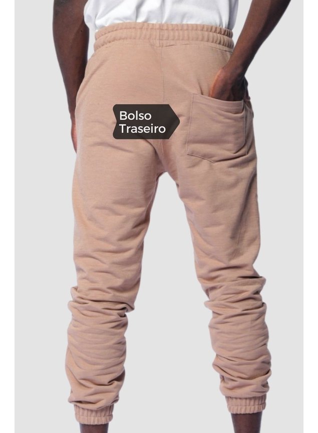 6088 calca jogger de moletom marrom c bolso tras kartter costas