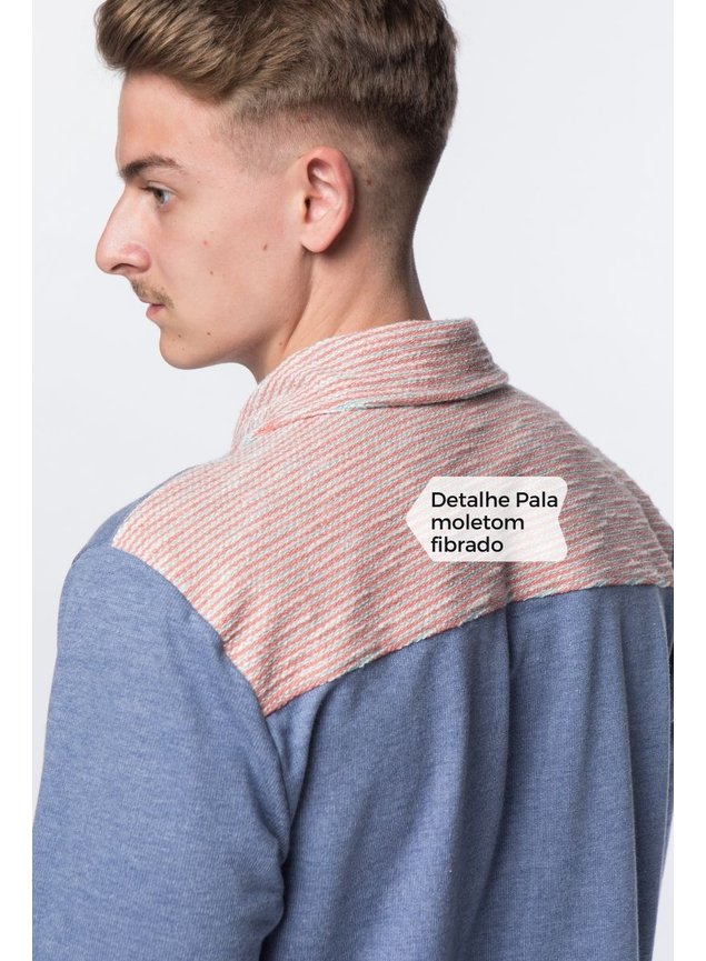 camisa de botao masculina azul kartter zoom costas