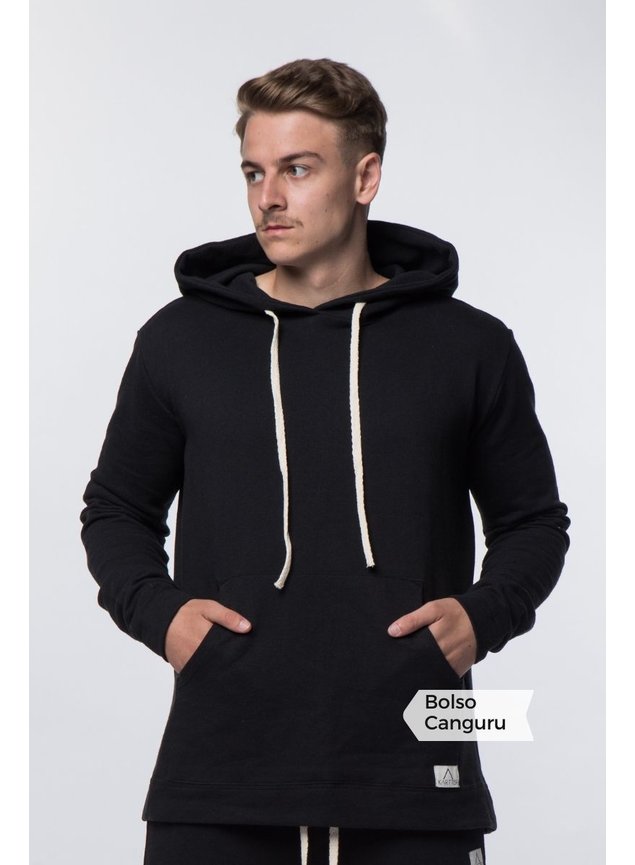 conjunto masculino moletom preto kartter bolso