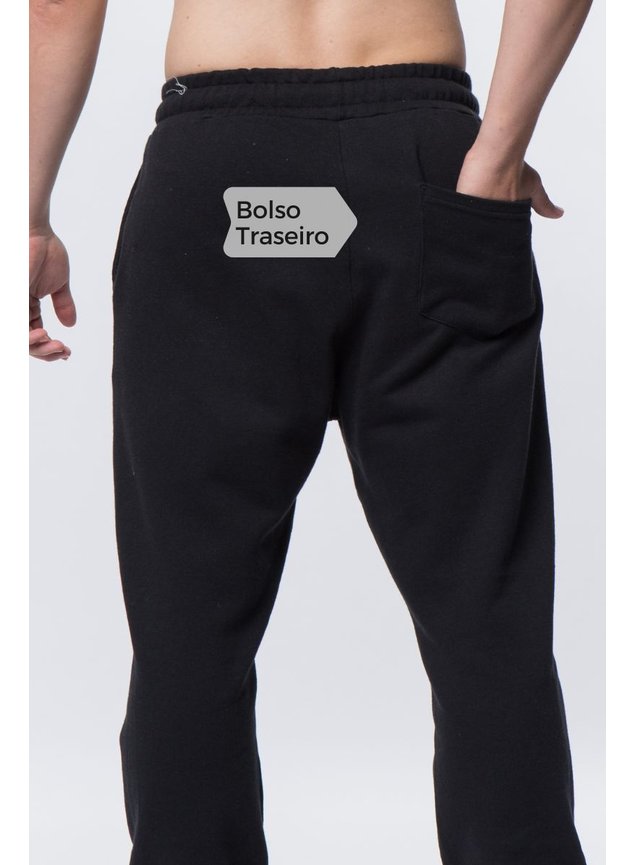 6092 calca jogger de moletom preto c bolso tras kartter costas