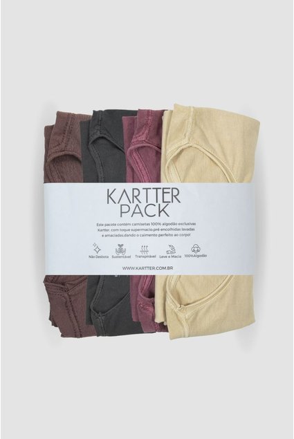 7093 pack mega 04 kit com 4 camisetas masculinas algodao kartter frente