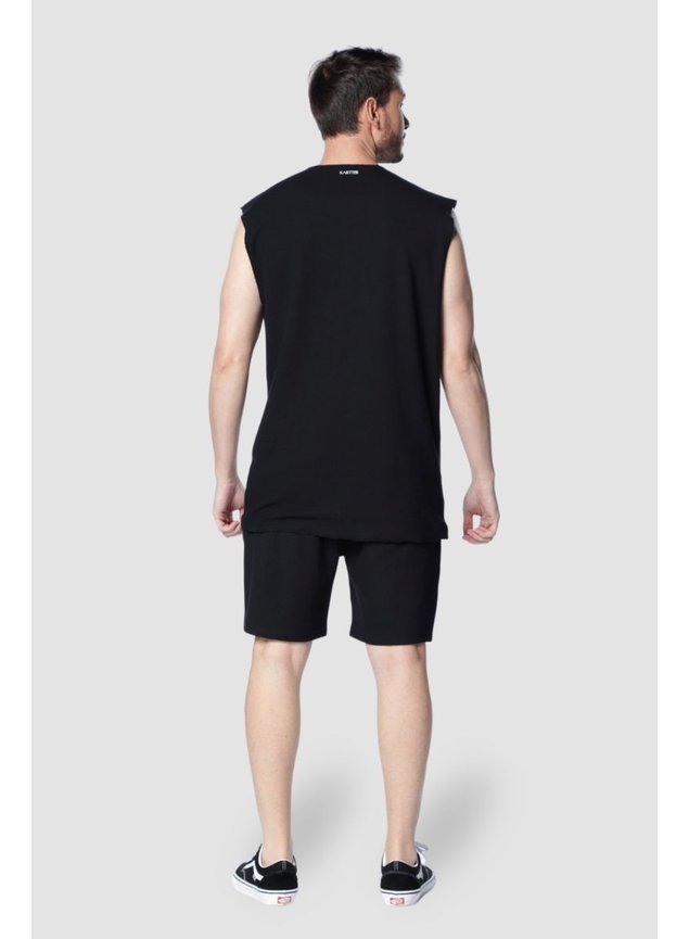 8018 conjunto moletom masculino preto bermuda e regata kartter costas