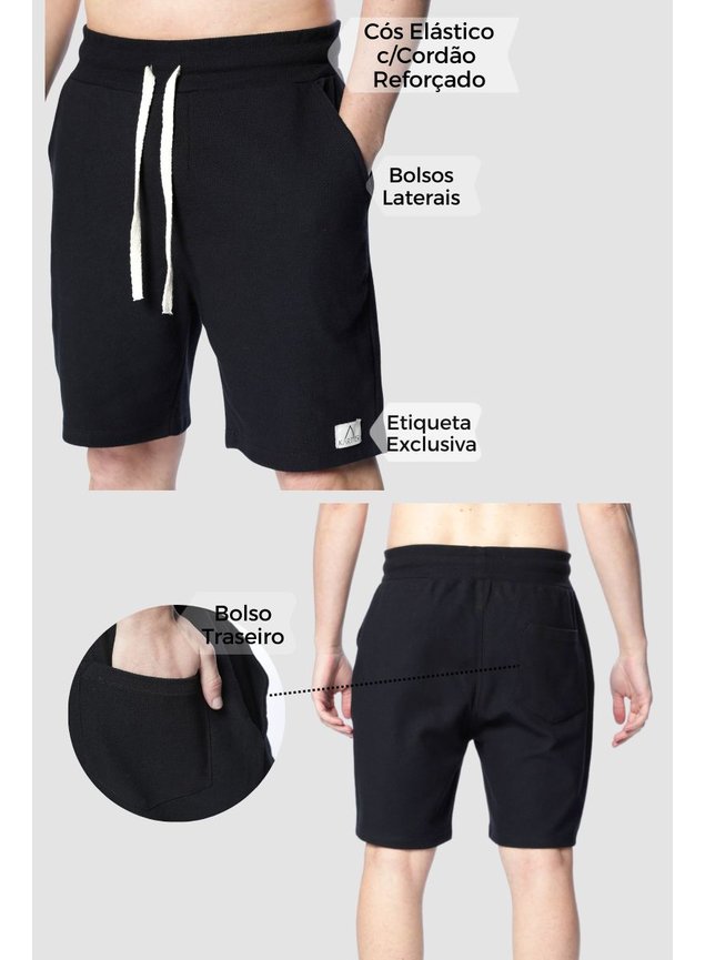 Conjunto Moletom Masculino Preto Bermuda e Regata Kartter