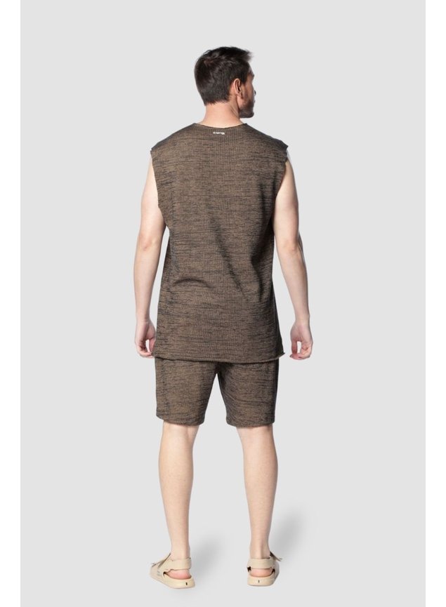 conjunto moletom masculino marrom bermuda e regata kartter costas