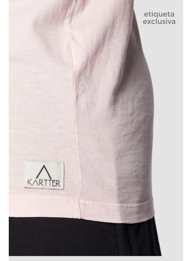 8026 camiseta estonada gola redonda rosa etiqueta modelo