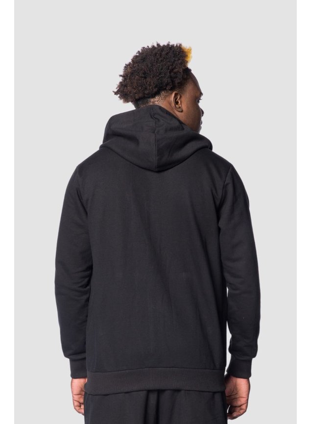 Casaco Moletom Zíper Capuz Preto Masculino