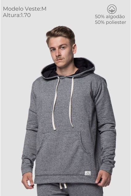 Casaco Moletom Canguru Masculino Cinza