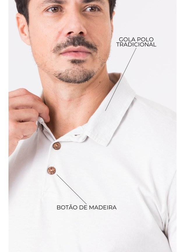 8030 camiseta polo masculina estonada branco botao