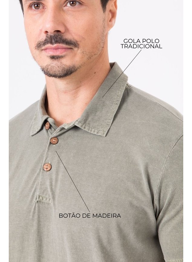 8032 camiseta polo masculina estonada verde botao