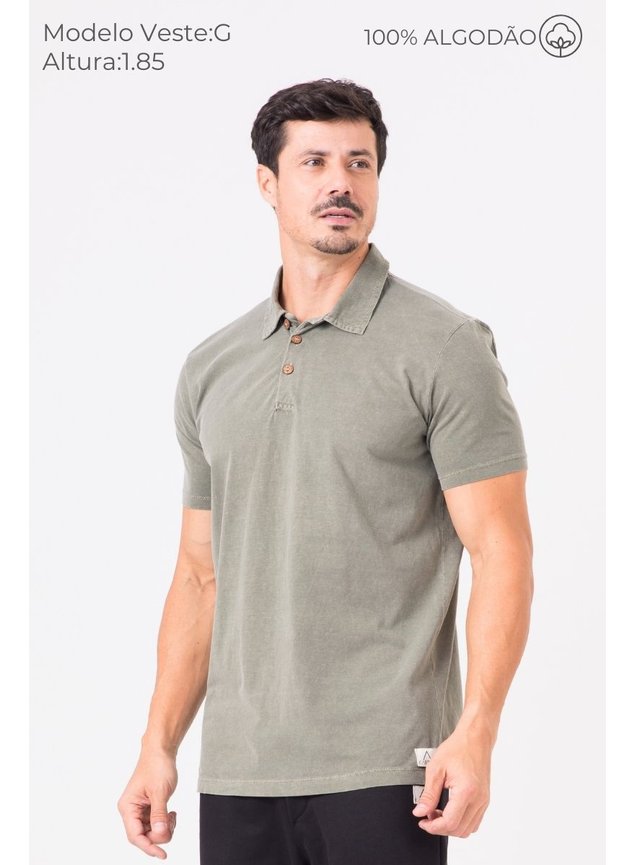 8032 camiseta polo masculina estonada verde modelo