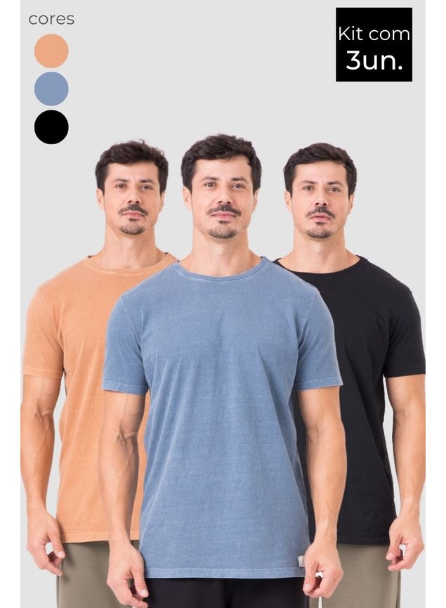 9191 pack 3 camisetas masculinas estonadas tradicionais modelos