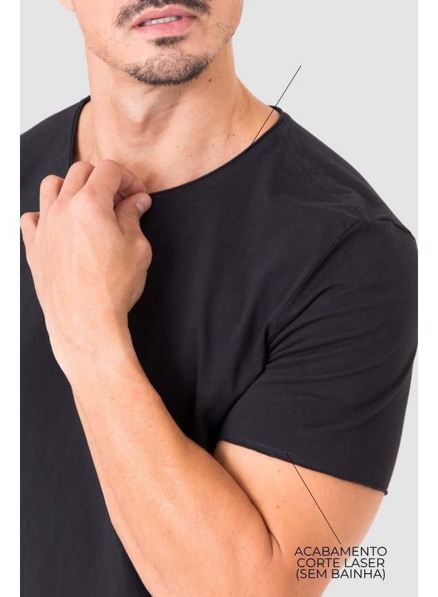 6022 camiseta estonada masculina preto gola