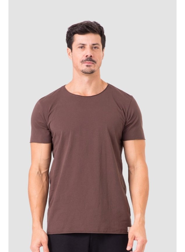 7038 camiseta estonada masculina marrom frente