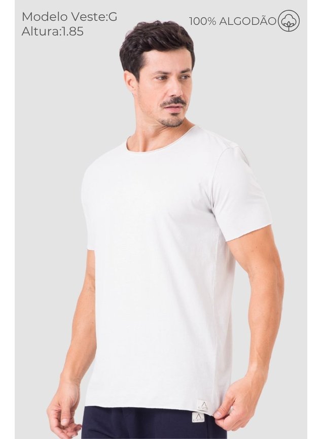 7039 camiseta estonada masculina branco modelo