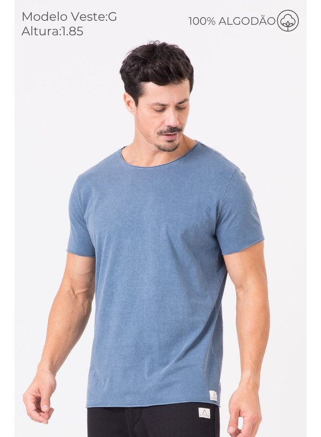6020 camiseta estonada masculina azul modelo