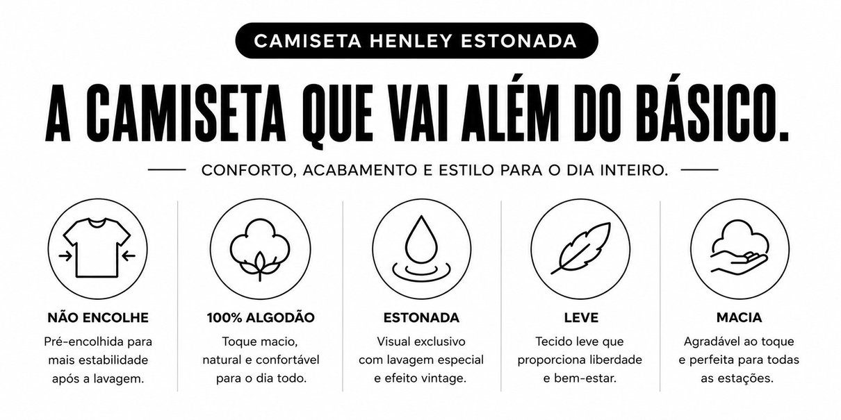 camiseta henley estonada selos
